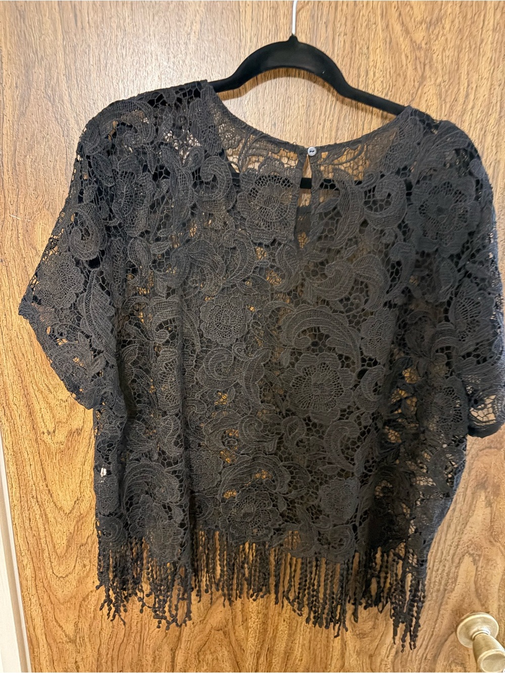 Black Lace Fringe Women's Top
